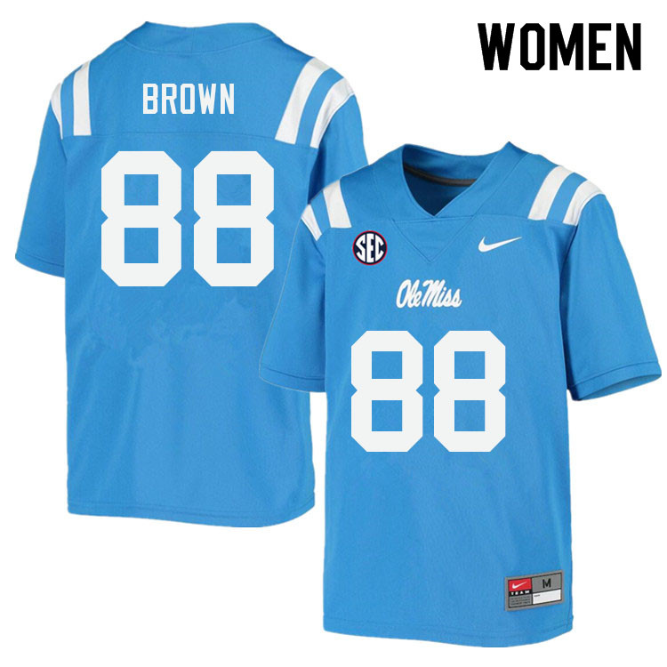 Women #88 Bralon Brown Ole Miss Rebels College Football Jerseys Sale-Power Blue - Click Image to Close